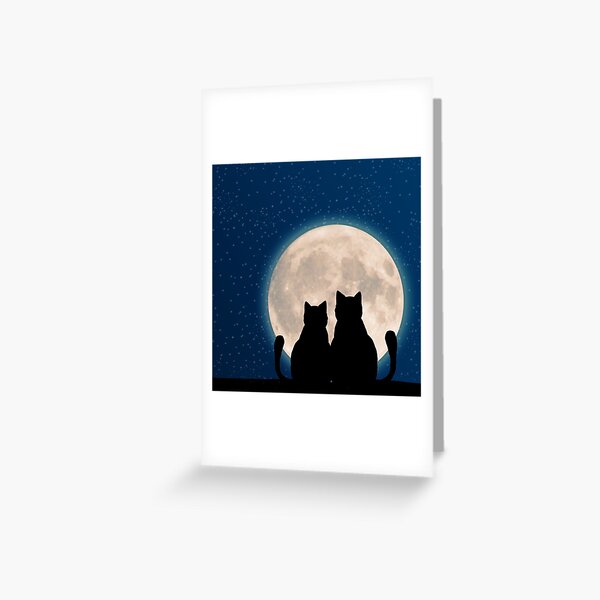 Item preview, CUTE COUPLE CATS IN FRONT OF THE MOON GIFT FOR LOVERS ANNIVERSARY  designed and sold by FASHION-LEAD.