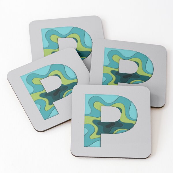 Item preview, Papercut Alphabet -  P - Green Blue designed and sold by AuroCreatives.