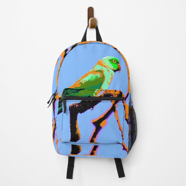 Item preview, Neons and Pastels Barbados Green Parrot_Rose-Ringed Parakeet_Blue Background designed and sold by StayCuztom.