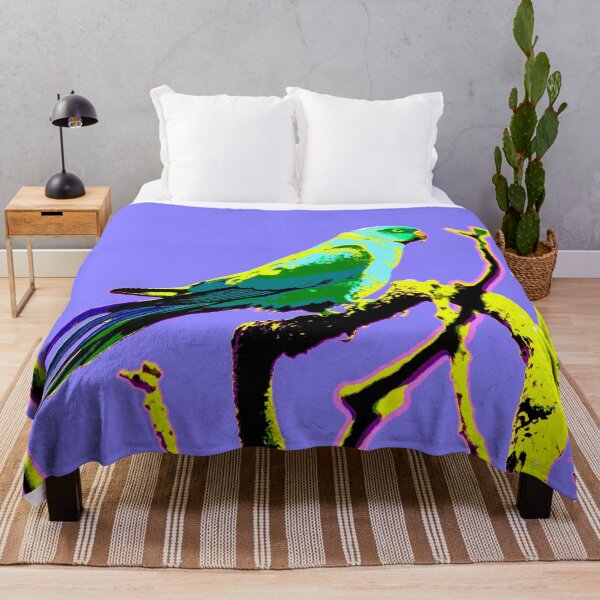 Item preview, Neons and Pastels Barbados Green Parrot_Rose-Ringed Parakeet_Blue-Violet Background designed and sold by StayCuztom.