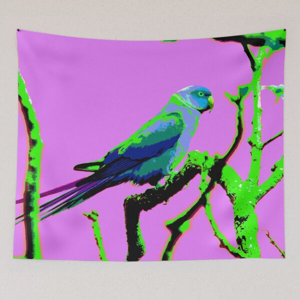 Item preview, Neons and Pastels Barbados Green Parrot_Rose-Ringed Parakeet_Light-Fuschia Background designed and sold by StayCuztom.