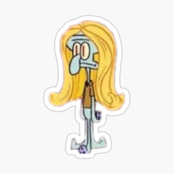 squidward-with-wig-on-sticker-by-pinkpaint-redbubble