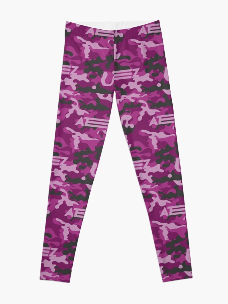 Leggings, ATEEZ Purple Grey CAMO Camouflage Army Print designed and sold by SugarSaint
