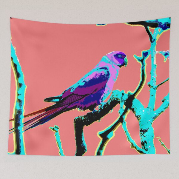 Item preview, Neons and Pastels Barbados Green Parrot_Rose-Ringed Parakeet_Coral Background designed and sold by StayCuztom.