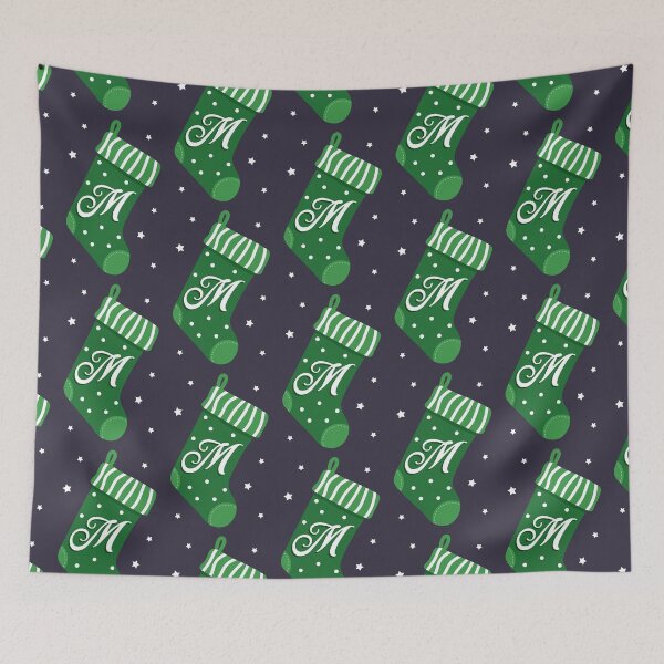 Item preview, Christmas Stocking with Letter M designed and sold by VicEllisArt.