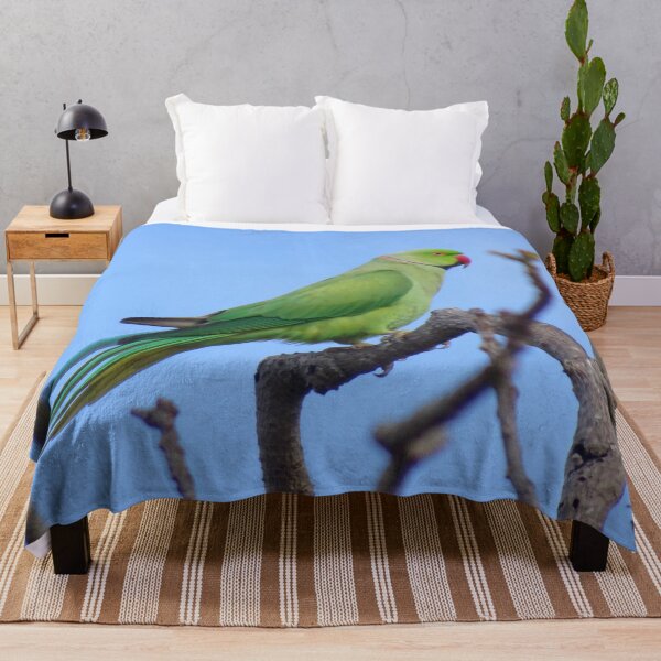 Item preview, Barbados Green Parrot_Rose-Ringed Parakeet_Blue Sky Background Original designed and sold by StayCuztom.