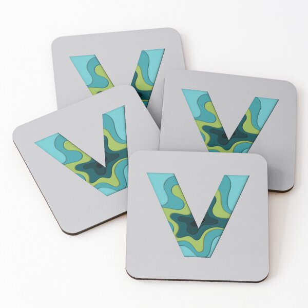 Item preview, Papercut Alphabet -  V - Green Blue designed and sold by AuroCreatives.