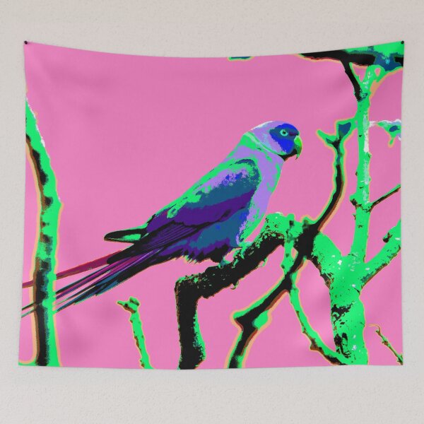 Item preview, Neons and Pastels Barbados Green Parrot_Rose-Ringed Parakeet_Taffy Pink Background designed and sold by StayCuztom.