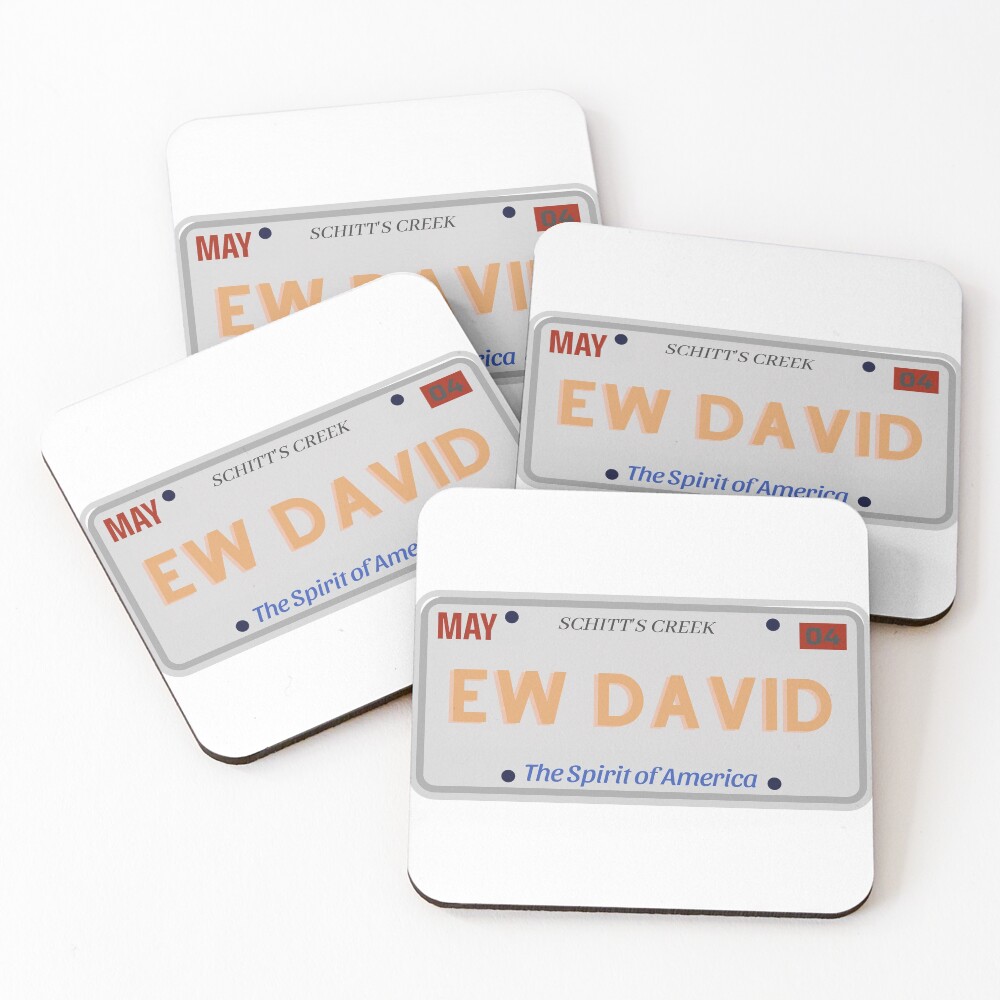 Ew David License Plate Schitt's Creek Coasters (Set of 4)