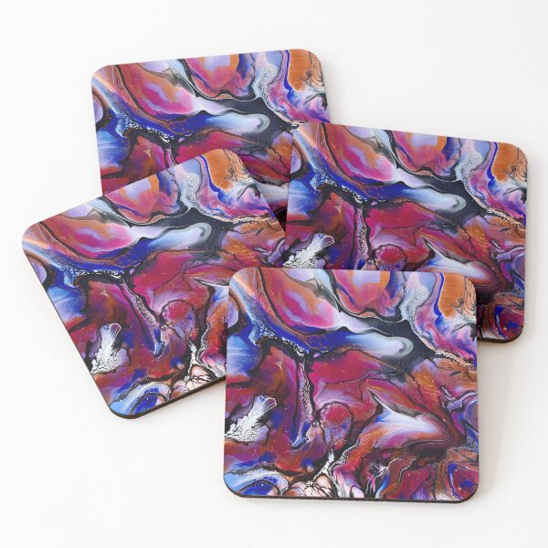 Item preview, Blue, Copper, and Magenta Abstract Fluid Art Painting. Pour Art. designed and sold by CrystalCoast.