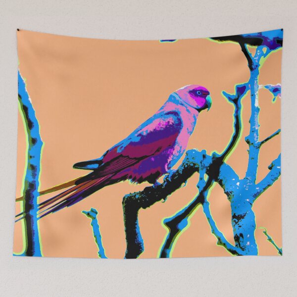 Item preview, Neons and Pastels Barbados Green Parrot_Rose-Ringed Parakeet_Peach Background designed and sold by StayCuztom.