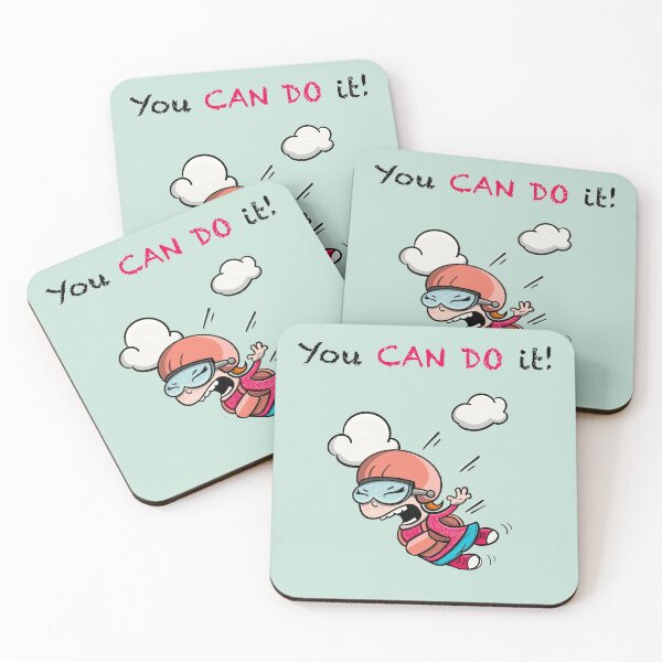 Item preview, Cute courageous girl skydiving. You Can Do It! Kick your Fears. designed and sold by Nicoartlines.