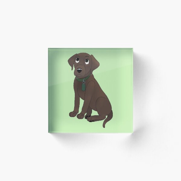 Cartoony Chocolate Lab Design Acrylic Block