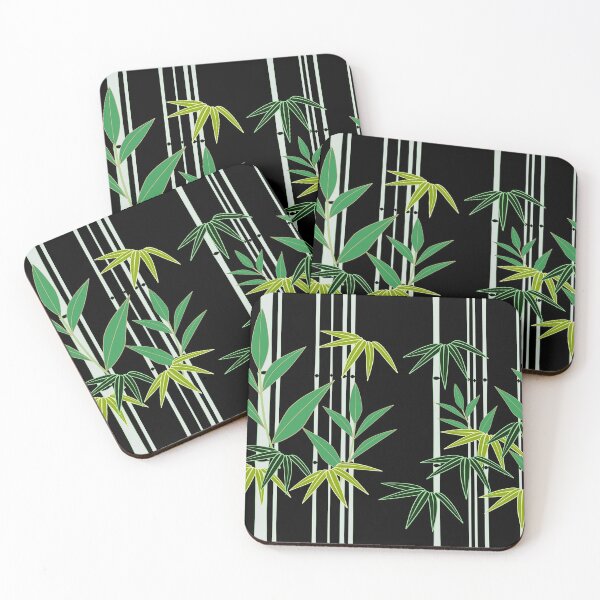 Item preview, Japanese bamboo pattern on black background designed and sold by Kallandra.