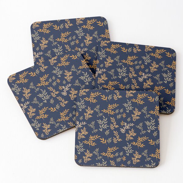 Item preview, Fall leaves Pattern Navy Blue designed and sold by Avva Creations.