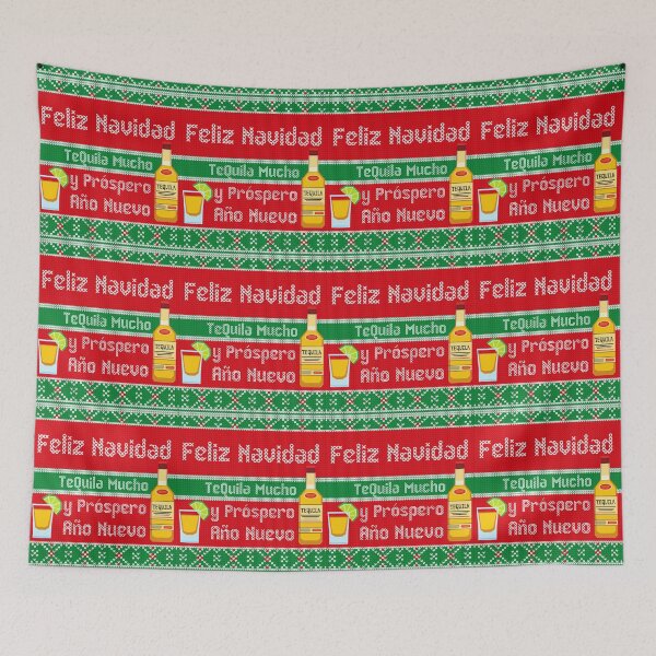 Item preview, Feliz Navidad y Próspero Año Nuevo, TeQuila Mucho Ugly Sweater Christmas Pun designed and sold by InkItStudio.