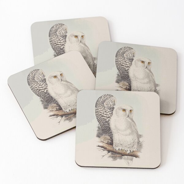 Item preview, SNOW OWL COUPLE Antique Animal Drawings designed and sold by BulganLumini.