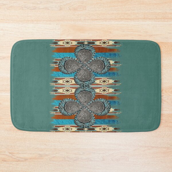 Item preview, Western Design With Tribal Pattern, Tooled Leather And Turquoise. designed and sold by handsoftime2020.