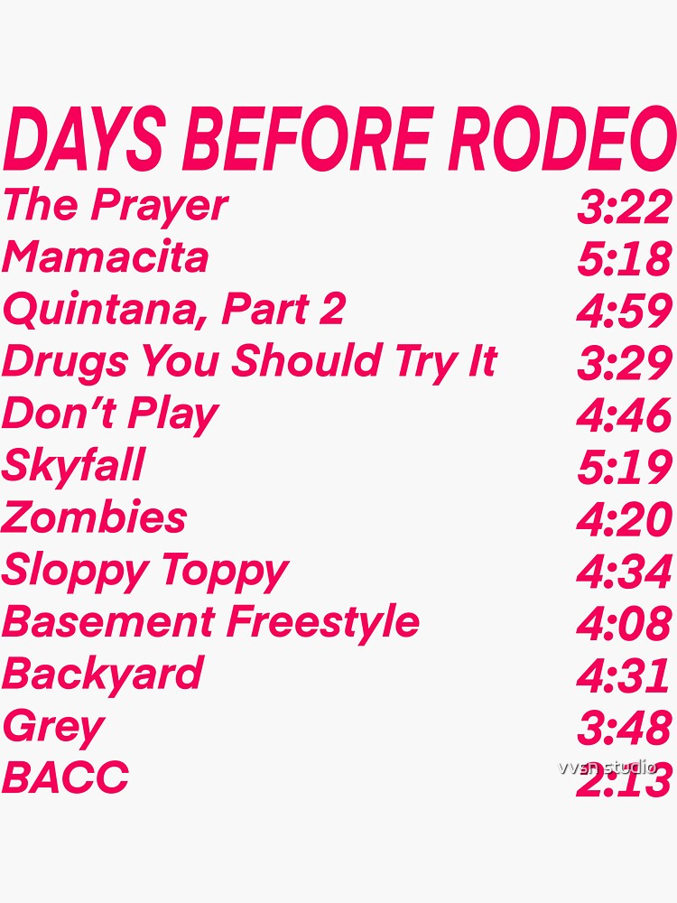 days before rodeo tracklist