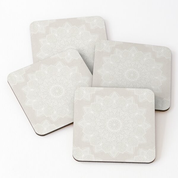 Item preview, Beautiful hand drawn soft white mandala on neutral designed and sold by misentangled.