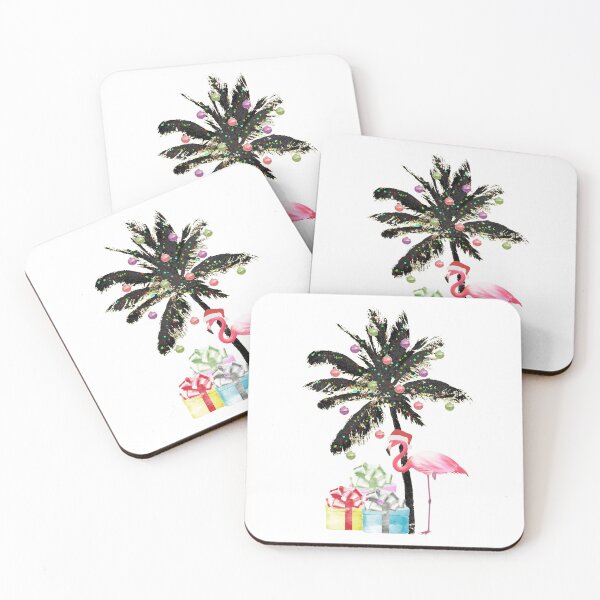 Item preview, Christmas Flamingo with Christmas Palm Tree designed and sold by beachchic.