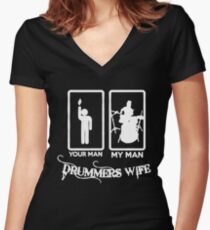 DRUMMER'S WIFE Women's Fitted V-Neck T-Shirt