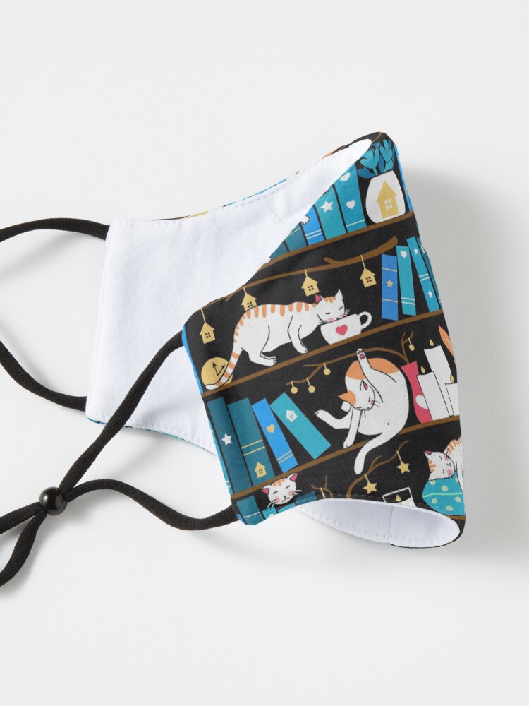 Alternate view of Library cats - ocean blue Mask