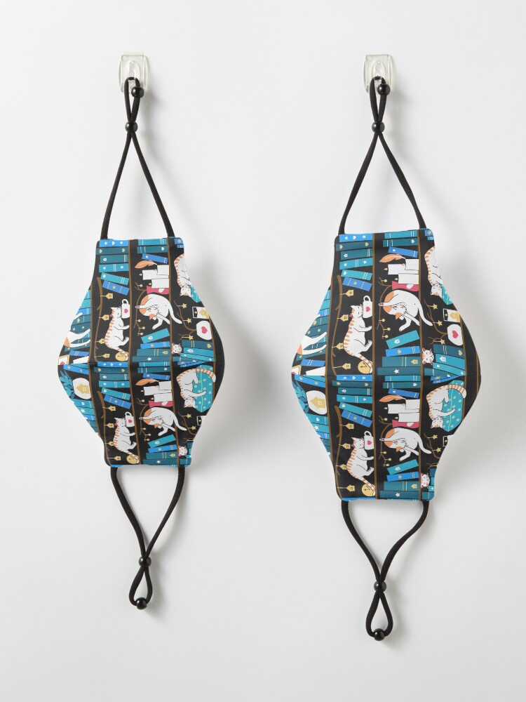 Alternate view of Library cats - ocean blue Mask