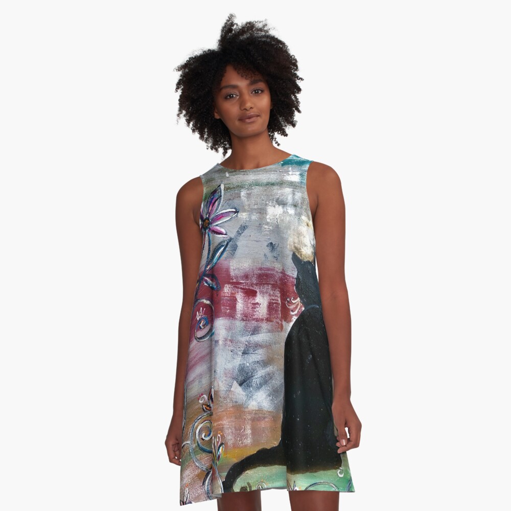 Black cat A-Line Dress