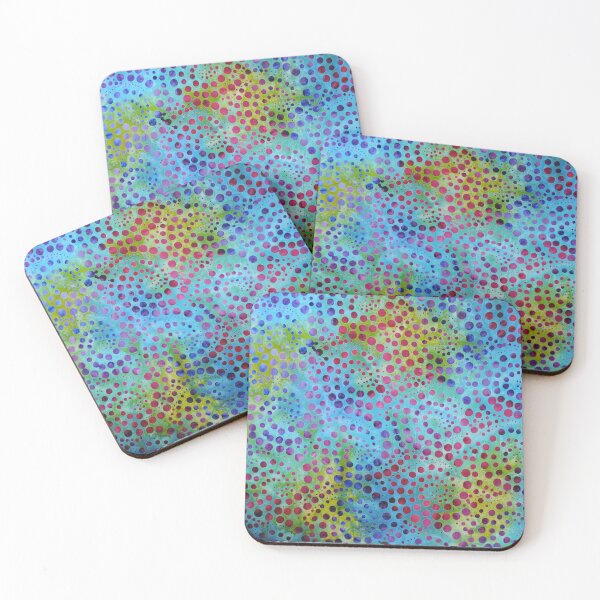 Item preview, Abstract turqoise ocean dotted rainbow tie dye batik Infinity Net - Infinite Dots Nets designed and sold by baligaia.