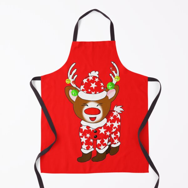 Item preview, cartoon red nose reindeer in pyjamas designed and sold by CuisineCat.