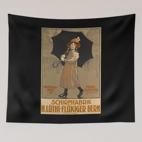 Item preview, retro schirmfabrik hluthi flukiger bern designed and sold by CorasPosters.