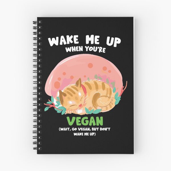 Item preview, WAKE ME UP WHEN YOU'RE VEGAN | cute vegan cat designed and sold by noahs-shop.