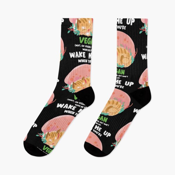 Item preview, WAKE ME UP WHEN YOU'RE VEGAN | cute vegan cat designed and sold by noahs-shop.
