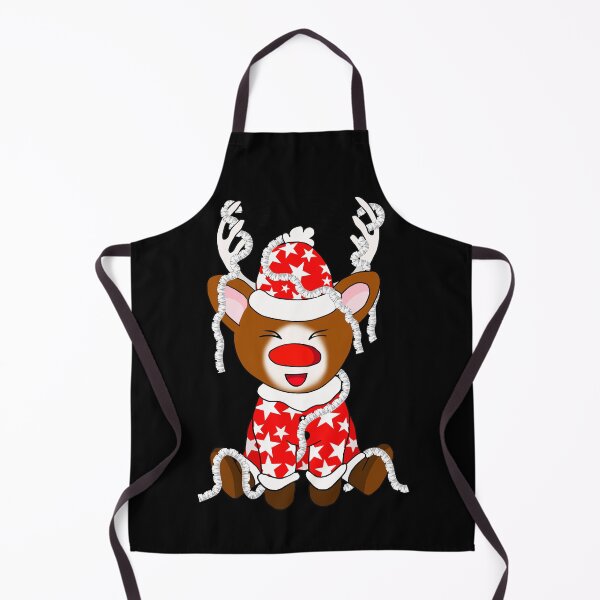 Item preview, cartoon red nose reindeer with tinsel designed and sold by CuisineCat.