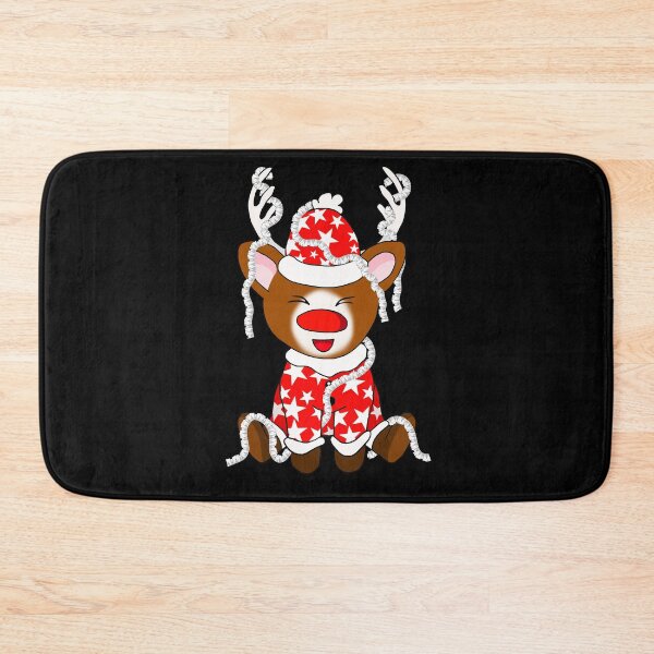 Item preview, cartoon red nose reindeer with tinsel designed and sold by CuisineCat.