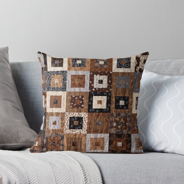 Item preview, Classic retro brown quilted patchwork quilting pattern mosaic motif designed and sold by baligaia.