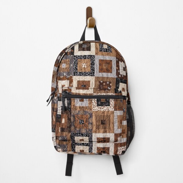 Item preview, Classic retro brown quilted patchwork quilting pattern mosaic motif designed and sold by baligaia.