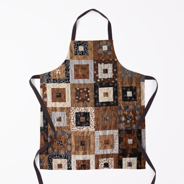 Item preview, Classic retro brown quilted patchwork quilting pattern mosaic motif designed and sold by baligaia.