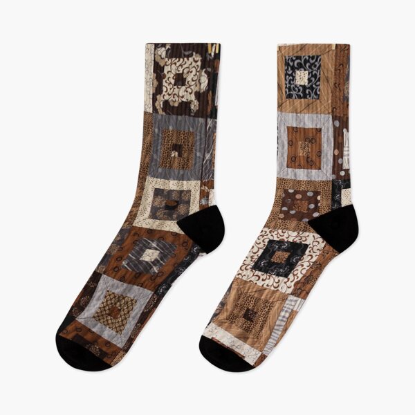Item preview, Classic retro brown quilted patchwork quilting pattern mosaic motif designed and sold by baligaia.
