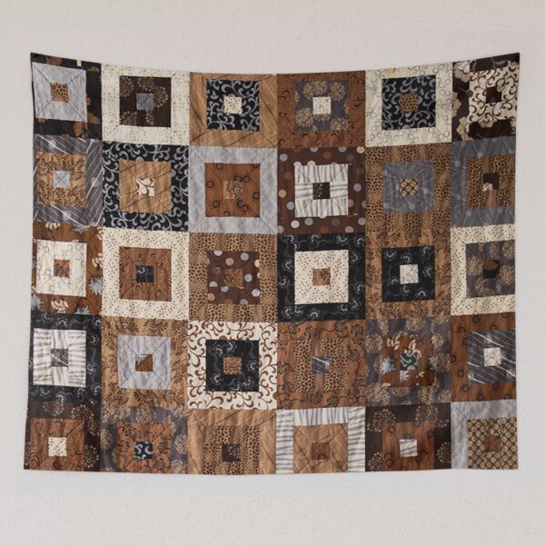 Item preview, Classic retro brown quilted patchwork quilting pattern mosaic motif designed and sold by baligaia.