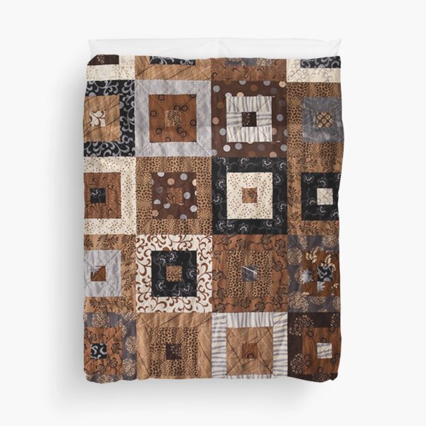 Item preview, Classic retro brown quilted patchwork quilting pattern mosaic motif designed and sold by baligaia.