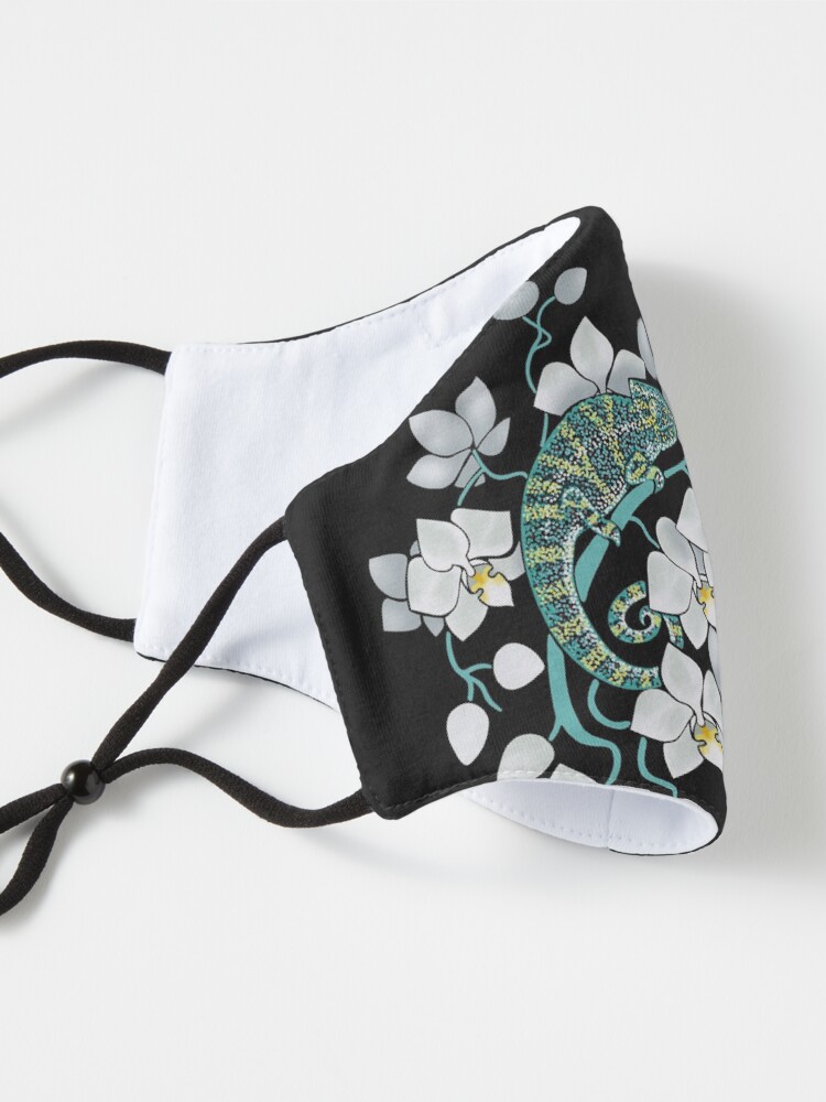 Alternate view of chameleons and orchids Mask