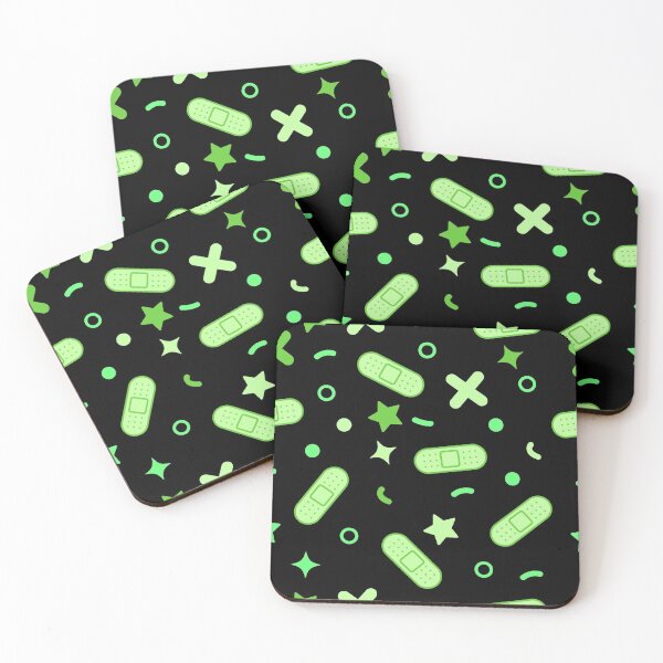 Item preview, cute neon green bandaids plaster pattern designed and sold by ironbrownie.