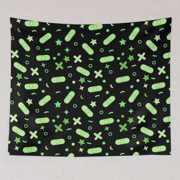 Item preview, cute neon green bandaids plaster pattern designed and sold by ironbrownie.
