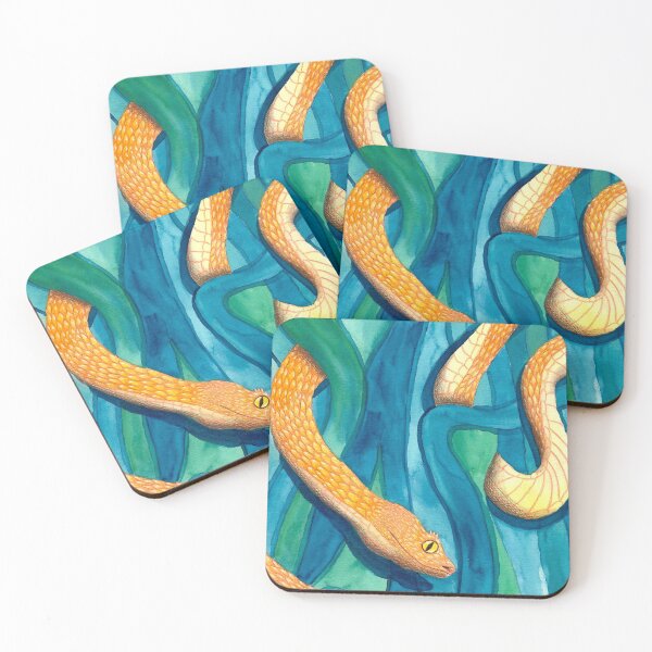 Item preview, Orange Eyelash Viper Snake Watercolor Painting  designed and sold by platosgarden.