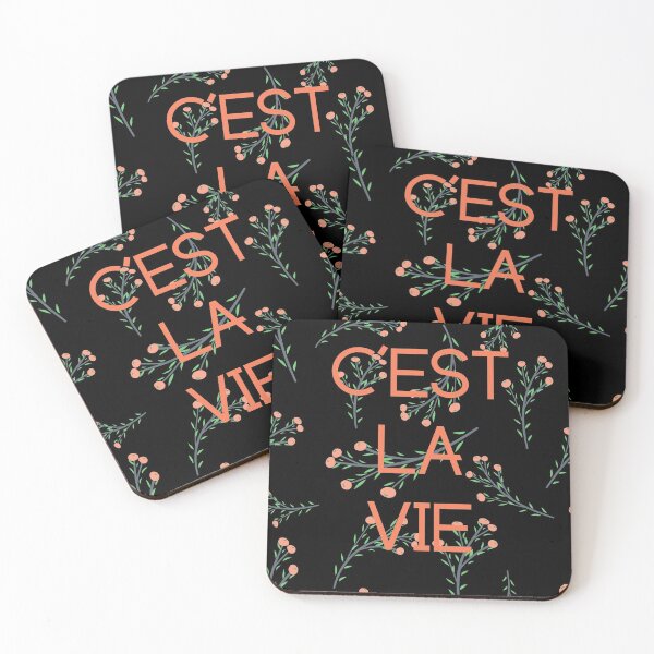 Item preview, C'est La Vie French Phrase That's Life CUTE Floral Pattern designed and sold by a-little-ink.