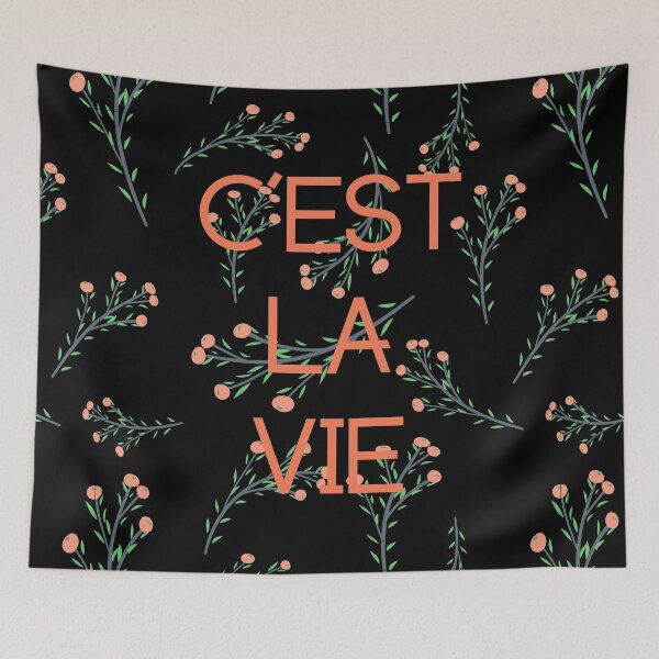 Item preview, C'est La Vie French Phrase That's Life CUTE Floral Pattern designed and sold by a-little-ink.