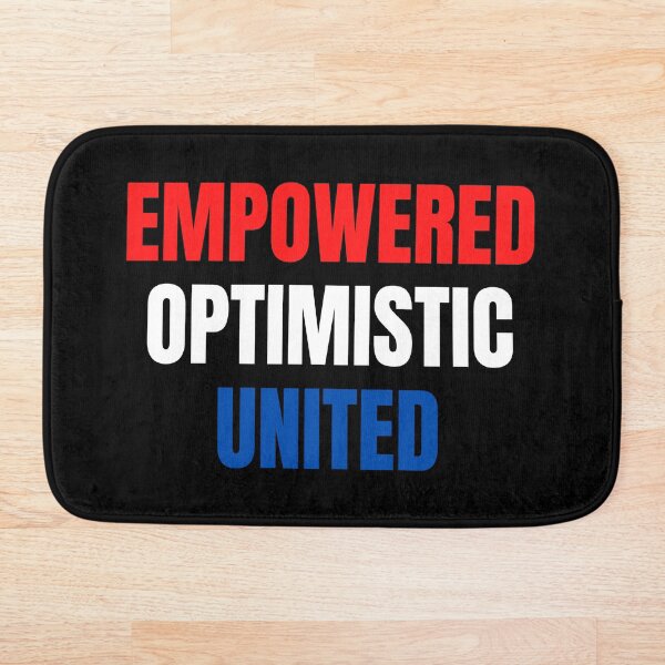 Empowered, Optimistic, United Inspiring Patriotic Message Bath Mat