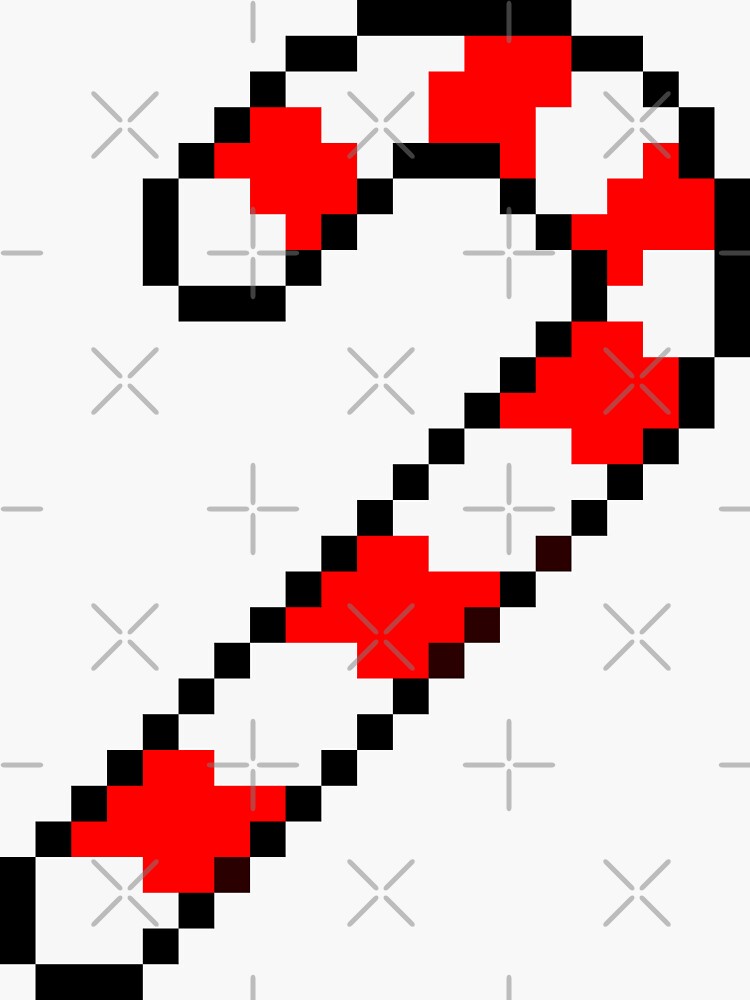 "Pixel Art CANDY CANE Schwarzer Umriss 1" Sticker von akaiawa Redbubble